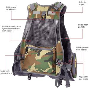 เสื้อกั๊กตกปลาระบายอากาศได้ดีมีกระเป๋าดีไซน์ลายพรางโลโก้ OEM และ ODM - Product Image 5