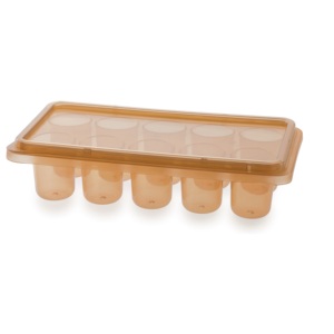 Bac à glaçons en plastique avec couvercle, moule cylindrique pour machine à glaçons de réfrigérateur, 10 compartiments, couleur ambre - Product Image 1