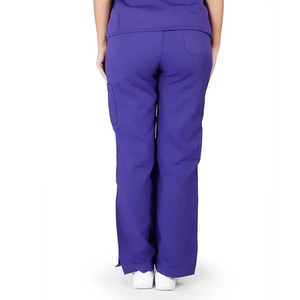 Women's Purple <b>Scrub</b> Set V-Neck Short Sleeve With Pockets Hospital Uniform Woven Cotton Polyester Blend - Product Image 3