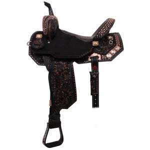 Selle Western en Cuir Véritable de Qualité Supérieure, Ornée de Motifs Floraux Tournesol et Courbés, Confortable et Durable - Product Image 1