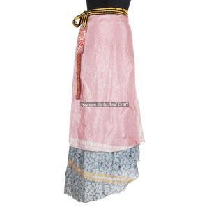 Designer Indian Ethnic Double Layer Reversible <b>Sarong</b> Sari Magic <b>Wrap</b> Skirt Boho Stylish Multi Color Summer Wear Comfortable - Product Image 3