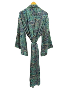 Robe kimono de luxe en soie patchwork, cache-maillot de bain, tenue de nuit, longue robe, kimono indien vintage fait main en soie de sari recyclée - Product Image 4