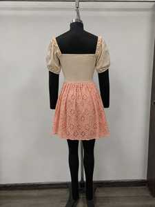 Sweet Chiffon Mini <b>Dress</b> With Puff Sleeve Criss Cross Neck Hollow Out A-Line Flared Hem Summer Casual <b>Dress</b> - Product Image 2