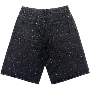 Shorts en jean vintage pour homme avec strass et croix, 100 % coton, style streetwear, pour l'été et les tenues décontractées - Product Image 2