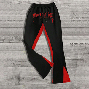 Mens Heavyweight Mid Waist Gothic Cross Print 100% Cotton Woolen Track Pants Streetwear Loose Fit Elastic Waist Casual <b>Hip</b> Hop - Product Image 6