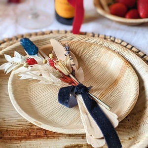 Nouvelles assiettes alimentaires compostables en feuilles de palmier pour la restauration de mariage éco-responsable, assiettes rondes de 6 pouces pour aliments chauds et froids - Product Image 1
