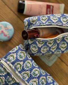 Set of 3 Hand Block Printed Toiletry Bag Handmade Cotton Quilted Cosmetic <b>Makeup</b> Bags Womens Travel Accessories Handbag - Product Image 3