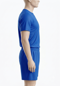 Men's Blue Crew Neck Short Sleeve Solid Color Polyester Soccer Jersey Set Regular Fit Moisture Wicking All Seasons Athletic Wear - Product Image 3