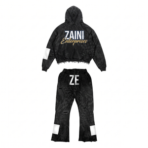Conjunto Deportivo ZAINI Premium de 350 GSM, 100% Algodón Transpirable, Color Negro, para Hombre, Ropa Urbana de Invierno, Personalizado con Impresión DTF y Bordado - Product Image 2