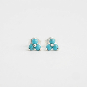 Romantic Women's <b>Turquoise</b> Flower <b>Earrings</b> Sterling Silver Rhodium Plated Wedding Engagement Anniversary Trendy Rhaya Jewels - Product Image 4