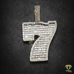 จี้เพชรโมอิสซาไนต์รูปเลข 7 แบบกำหนดเอง สร้อยคอฮิปฮอปแบบ Iced Out ชุบทอง - Product Image 6