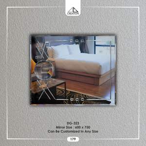 Miroir mural décoratif avec bord biseauté poli et lignes gravées, miroir grossissant sans cadre, léger et à fixation murale - Product Image 3