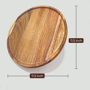 Plateaux rustiques en bois d'acacia de forme ronde parfaits pour les plateaux de fruits au fromage ou les collations servant à la cuisine ou à la table - Product Image 3