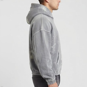 Sweat-shirt à capuche oversize en coton lavé pour homme, couleur unie, décontracté, pour l'automne, en molleton bouclette, coupe classique, avec poches - Product Image 1