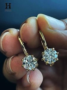 Luxury Solitaire Diamond Drop <b>Earrings</b> – 14k Gold with Certified Diamonds – <b>Fine</b> Jewelry Manufacturer - Product Image 1