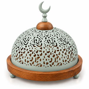 Plateau à chocolat de luxe doré gravé avec bouton en forme de croissant et dôme découpé vert pour hôtels et mariages – Tailles et couleurs personnalisées disponibles - Product Image 4