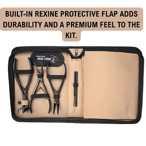 Kit d'outils pour extensions capillaires : crochet de tirage, boucle de fil, micro-perles, outil de dépose de micro-perles, pince à ouvrir/fermer, peigne à queue pour extensions adhésives, aiguille, pince à doigt - Product Image 5
