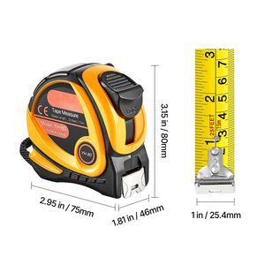 Confezione da 2 misuratori a nastro retrattili da 25 piedi con doppia scala, custodia in ABS, imperiali/metrici (ft/m), Easy R per lunghezze di 5m, 7.5m, 10m - Product Image 5