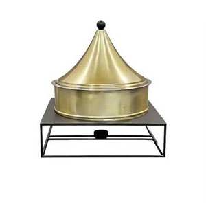 Luxury Golden Food <b>Warmer</b> Chafing Dish with Decorative Frame White Spherical Accents Elegant <b>Buffet</b> Casserole Kitchenware - Product Image 3