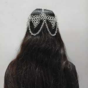 Coiffe en maille d'aluminium : Bijou de cheveux médiéval pour festival Renaissance - Product Image 2