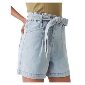 Shorts en jean décontractés pour femmes, taille mi-haute, en toile, avec taille élastique, respirants, mini, bleus, pour l'été - Product Image 5
