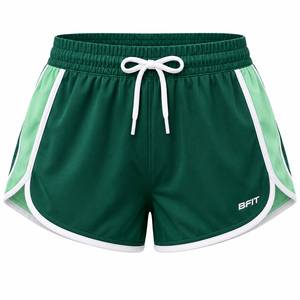 <b>Women's</b> High Waist Athletic Shorts Waterproof Breathable Eco-Friendly Quick Dry Sporty Drawstring Fit Regular Green <b>White</b> Trim - Product Image 1