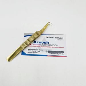 Pince à épiler pour cils en diamant à 90 degrés en or, acier inoxydable, pince à épiler professionnelle pour extensions de cils avec logo personnalisé - Product Image 5