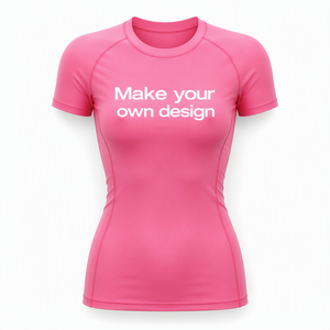 Camiseta de Compresión Rosa Personalizada para Hombre, Manga Corta, Cuello Redondo, Secado Rápido, Tela Jersey, Diseño con Letras Impresas, Ropa Deportiva Informal - Product Image 1