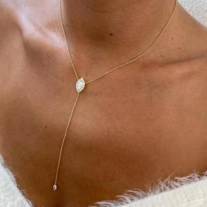Collar con Colgante de Halo Marquise de Diamante Cultivado en Laboratorio de Oro de 14K al por Mayor, Fabricante de Joyería Fina OEM ODM - Product Image 4