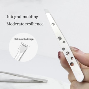 1 pieza de instrumentos quirúrgicos BAFA BSI-ET-364, pinzas para cejas de acero inoxidable con nueve orificios, punta recta, antiestáticas, modernas y duraderas - Product Image 4