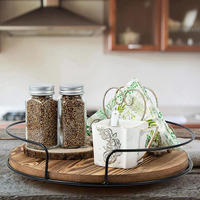 Langlebiger Moderner Mango-Holz Lazy Susan Drehbarer Organizer Küchenarbeitsplatte Vorratsregal Lebensmittelbehälter Gewürzregal Drehbares Regal