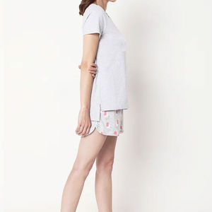 Conjunto de Dos Piezas de Algodón de Alta Calidad para Mujer: Camiseta de Manga Corta y Pantalones Cortos con Estampado Sólido, Nuevo Conjunto Deportivo de Verano - Product Image 4