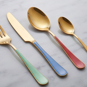 Glam Gold Flatware Set With Colorful Handles Dishwasher Safe Wedding Tableware Metal Cutlery Spoon <b>Knife</b> <b>Fork</b> - Product Image 1