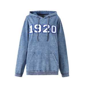 Sudadera con Capucha de Mezclilla Zeta Phi Beta con Bordado Chenille, Ropa de Sororidad Griega, Sudadera con Capucha Unisex de Algodón Premium - Product Image 1