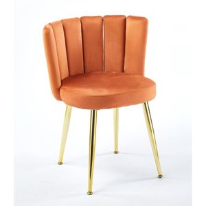 Juego de 2 Sillas de Comedor Modernas Color Naranja, Respaldo de Terciopelo Cómodo con Patas de Tubo de Hierro Color Dorado para Comedor - Product Image 5