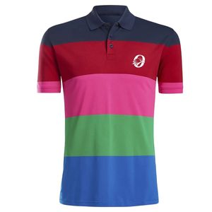 Polo de Manga Corta para Hombre con Bloques de Color Rojo, Azul y Verde, Camiseta Deportiva Estampada, Ropa Cómoda para Golf y Entrenamiento al Aire Libre - Product Image 1