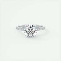 Bague de fiançailles solitaire avec diamant rond de laboratoire de 2,50 carats, sertie pavé 3/4 et halo caché en or blanc 14 carats