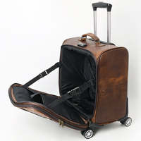 Valise à roulettes de luxe en cuir véritable, motif en cuir de vachette, écologique, roues pivotantes à 360 degrés, bagage de voyage unisexe