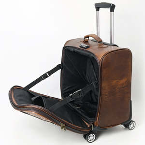 Luxury Genuine Leather Rolling <b>Carry</b> <b>on</b> Suitcase Cowhide Pattern Eco-Friendly 360 Degree Spinner Wheels Unisex Travel Luggage - Product Image 2