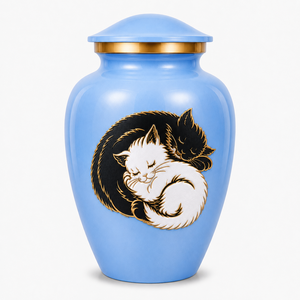 Beautiful Sikver Paw Grey <b>Cats</b> Pair Engraved <b>Memorial</b> Cremation Urn for Pets Funeral Ashes - Product Image 4