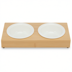 Ensemble de mangeoires pour animaux de compagnie en céramique et bambou, 2 bols de 0,25 L chacun, diamètre 12 cm, pour chats et chiens - Product Image 2