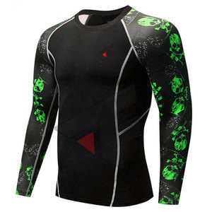 Nouveaux Rash Guards pour hommes, design tendance, noir et vert, sublimés, pour BJJ, en vente. - Product Image 2