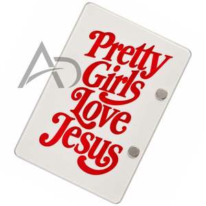Azulejo Acrílico Religioso con Diseño 'Pretty Girls Love Jesus', Azulejo Sostenible con Fuente Retro, Azulejo Blanco con Imanes, OEM - Product Image 2
