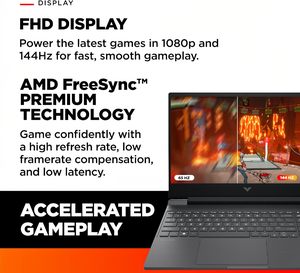 Portátil para Juegos H/P de 15.6 Pulgadas FHD 144Hz, AMD Ryzen 5-7535HS de 6 Núcleos, AMD Radeon RX 6550M (RTX 2050), 16 GB de RAM, SSD PCIe de 512 GB, Windows 11 - Product Image 2
