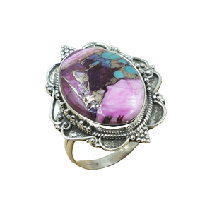 Pink Copper Turquoise <b>Ring</b> 925 Sterling Silver Handmade <b>Statement</b> <b>Ring</b> Vintage Floral Boho Jewelry Gift For Women Unisex Him - Product Image 1