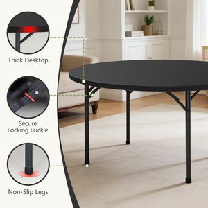 71 Inch White Blow Molded <b>Plastic</b> <b>Foldable</b> Round <b>Table</b> - Product Image 5