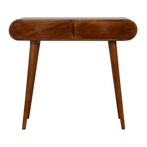 Escritorio Moderno para Pasillo en Hierro Marrón con Bordes Redondeados y Patas Anguladas, Mueble Pequeño para Entrada o Sala de Estar - Product Image 1