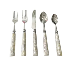 Mother Of Pearl Cutlery Set Elegant Silver Finished Stainless Steel Flatware Set Handmade Decorative <b>MOP</b> <b>Handle</b> Dining Utensils - Product Image 1