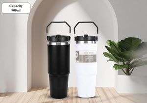 Bouteille d'eau isotherme en acier inoxydable noir, thermos anti-fuite à large ouverture 600 ml, couvercle, conservation de la chaleur 12-24 heures pour - Product Image 5