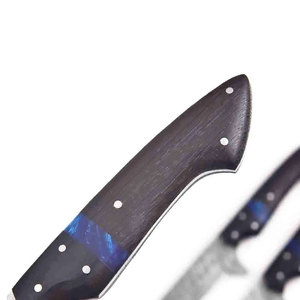 Damascus Steel Chef Knife Set with Leather Cover Professional <b>Kitchen</b> Knife Collection for Cooking Preparation - Product Image 6